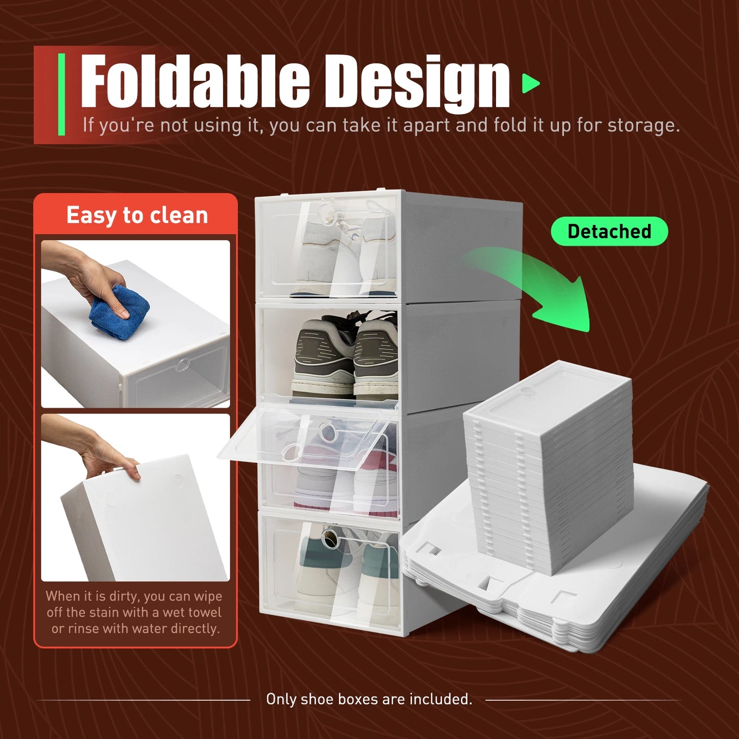 20/24 Pcs Foldable Transparent Shoe Box Simple Plastic Drawer Style Stackable Box Dustproof Free Combination Rack