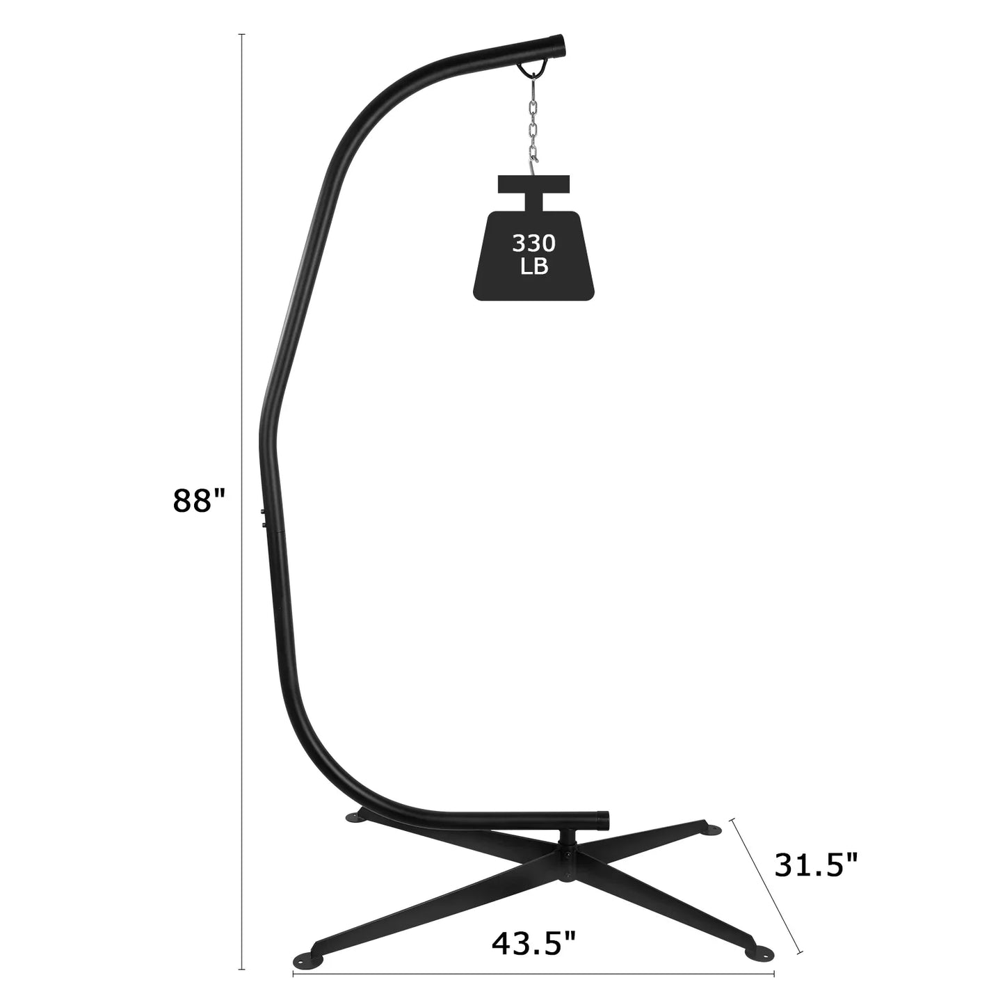 330 Lbs Heavy Duty Metal Hanging Chair Hammock C-Stand Outdoor Patio Balcony Swing Stand Base for Chair,Porch Swing, 360°
