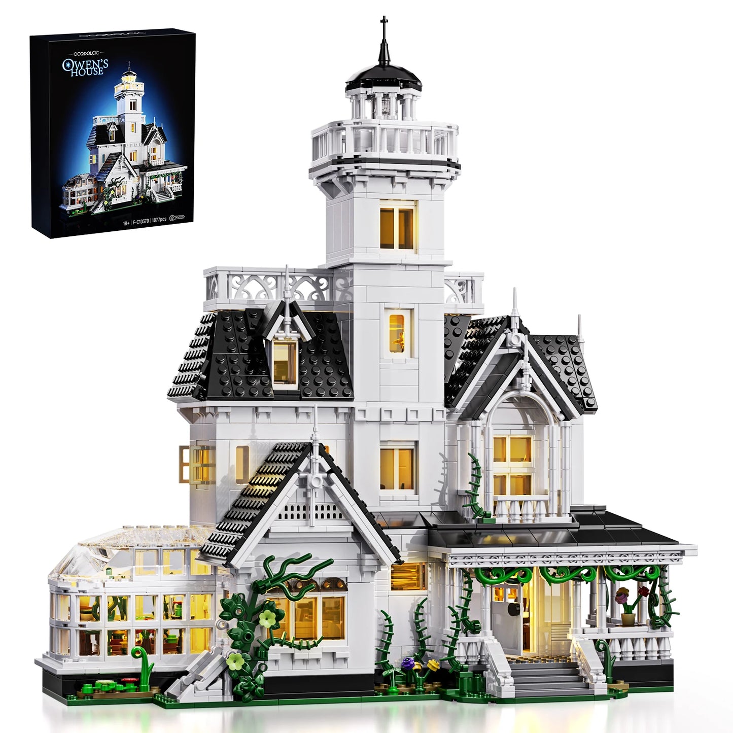 Magic House Building Set Home Decor with LED Light,Owens House Blocks Model Room Decoration Gift for Adults (1877PCS)