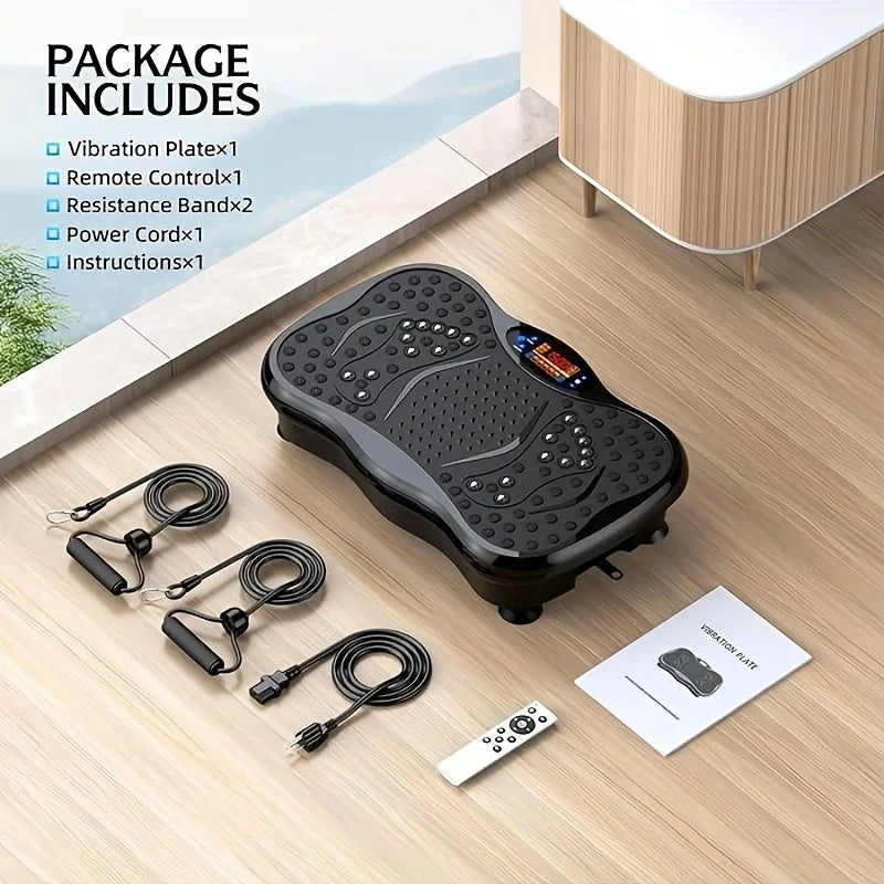 Exercise Machine with Resistance Bands Compact Vibration Platform for Full-Body Workout Home Office Gym USB Powered No Battery
