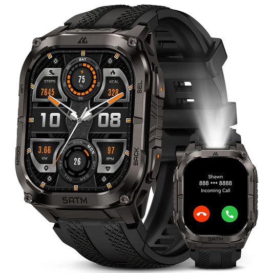 KOSPET TANK M4C Rugged Smartwatch for Men Military-Grade GPS Watch with Flashlight 5ATM Waterproof Health & Fitness Tracker