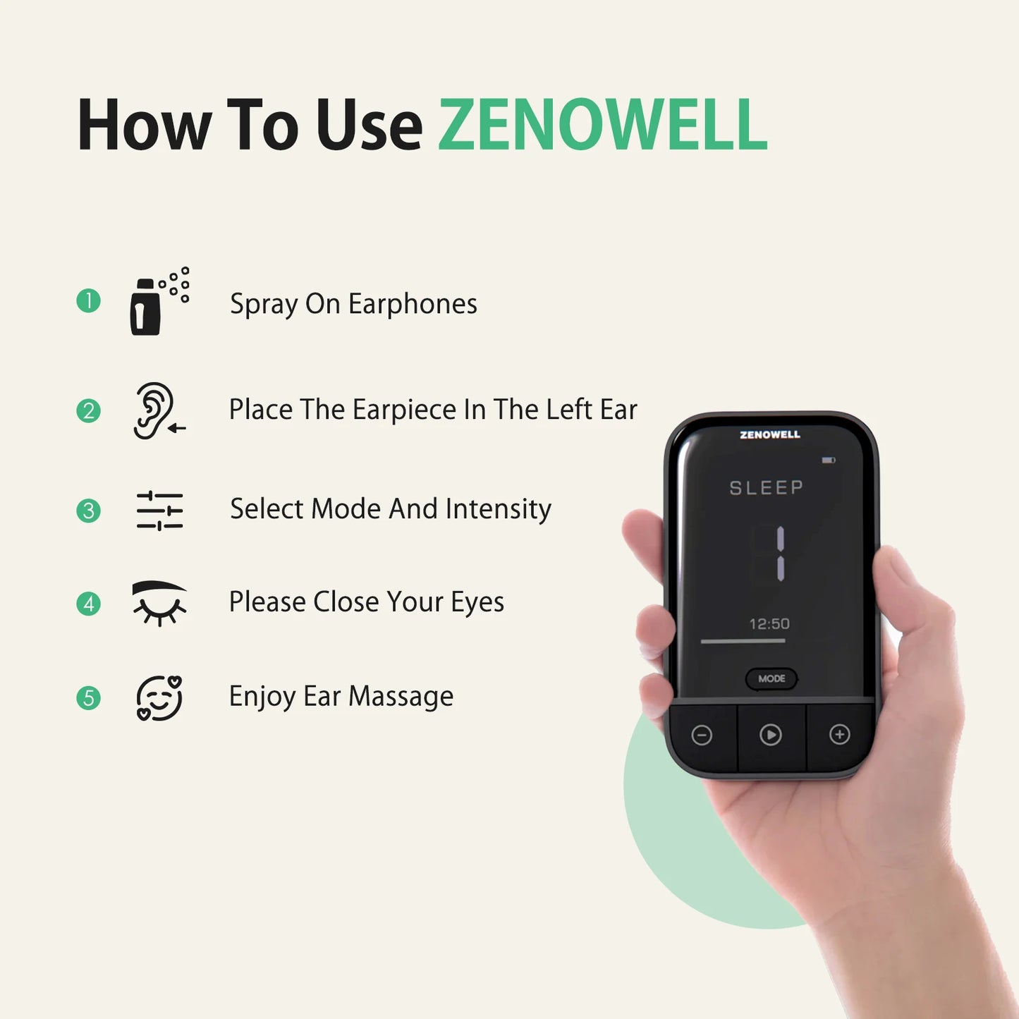ZenoWell Vita Vagus Nerve Stimulation for Deep Sleep, Anxiety Relief HRV Optimization – Drug-Free Calm Stress Resilience