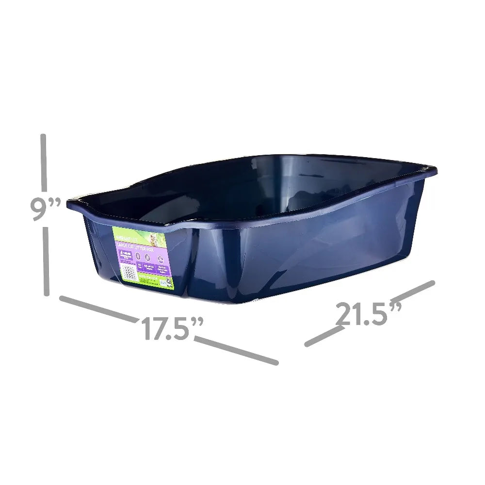 Large Open Cat Litter Box with High Sides and Low Entry for Easy Access, Removable Top Lid for Odor Control, Durable Plastic for Indoor Cats