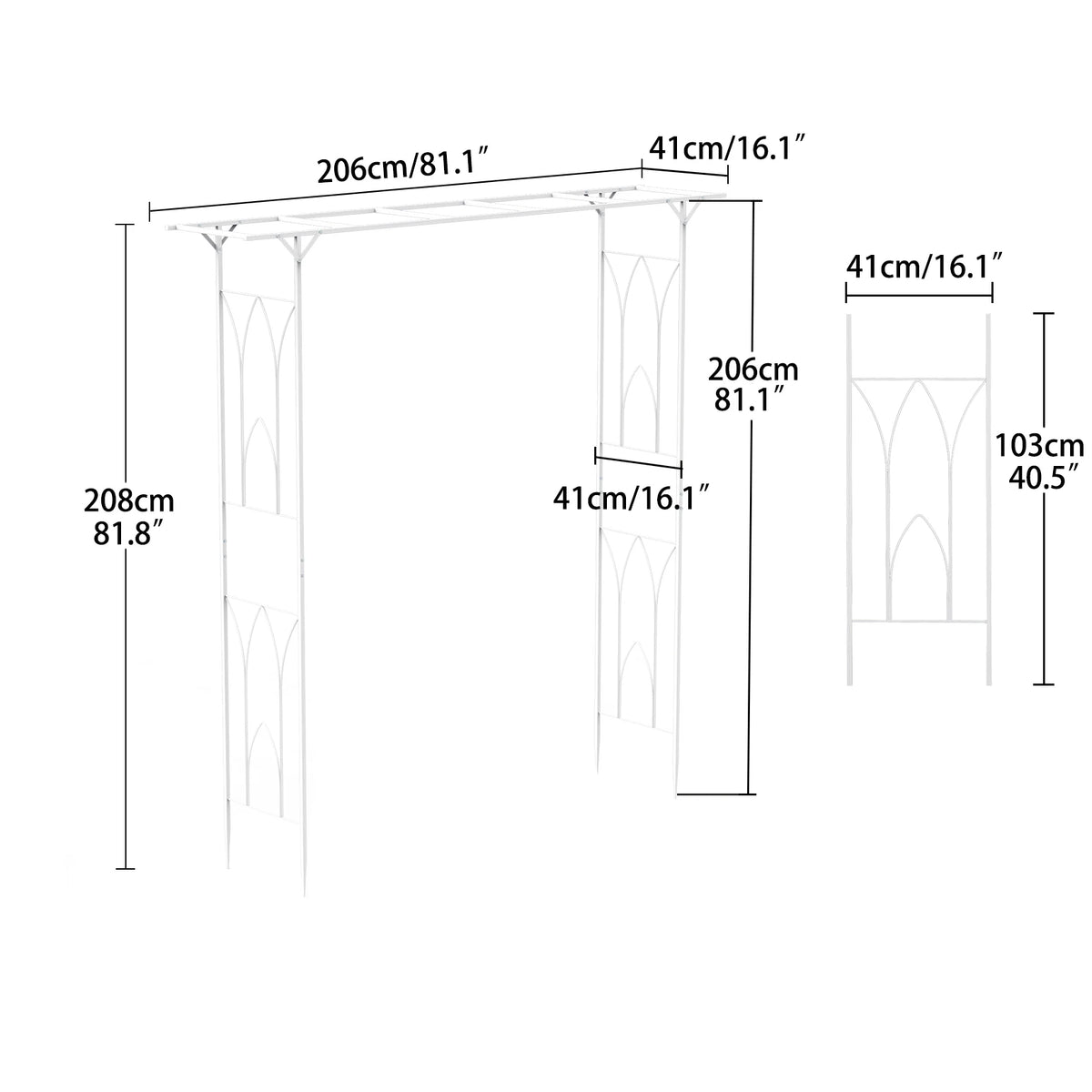 Stereoscopic White Garden Arch Arbor, Super Strong Metal Wedding Arch Decor, Outdoor Pergola Trellis