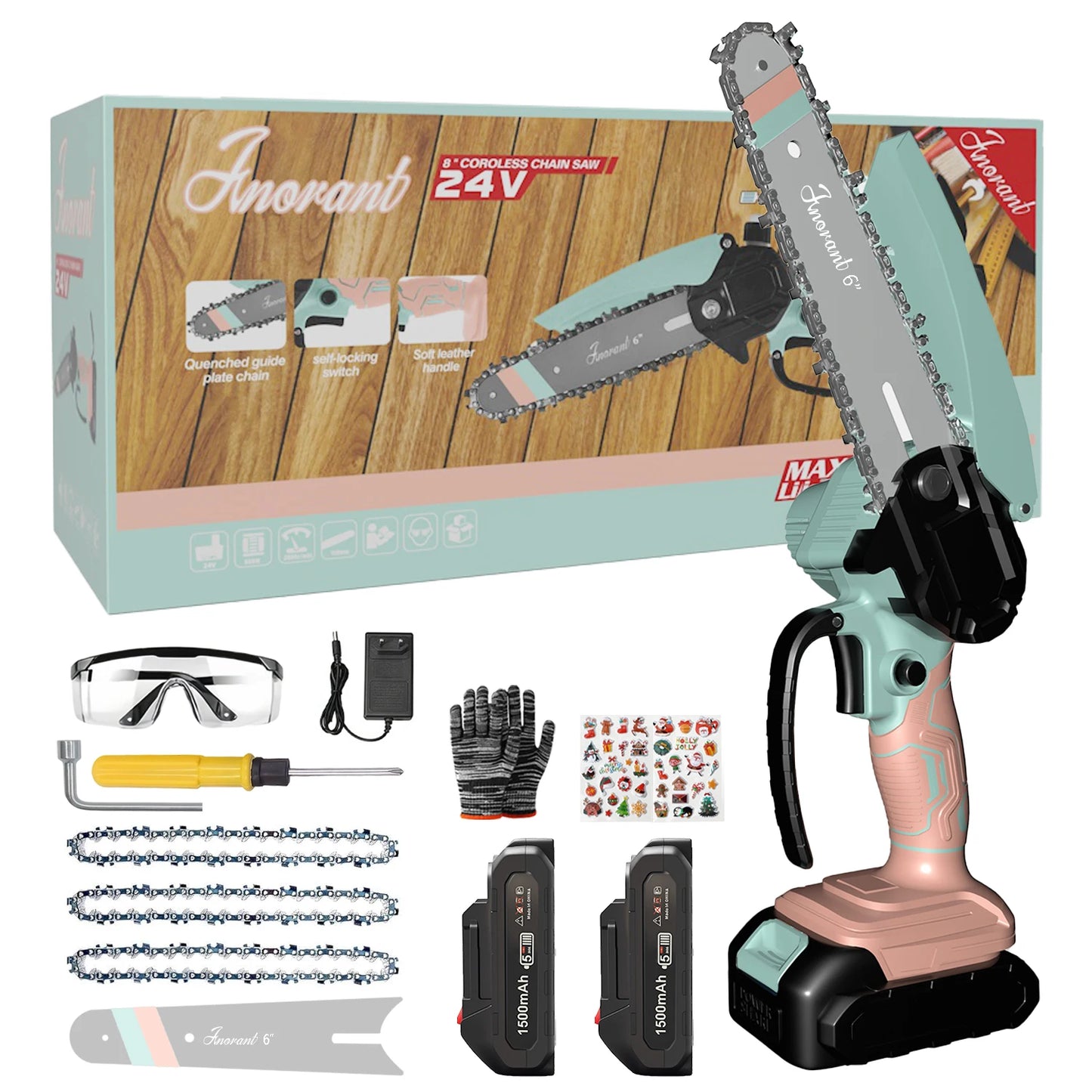 Mini Chainsaw Cordless Electric Chain Saws with 2 Batteries Powered, Super Handheld Portable Saws For Tree Cutting and Courtyard