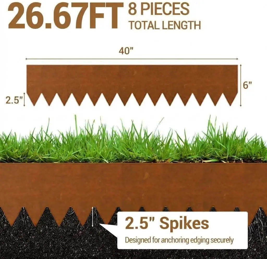 40" x 6" Galvanized Steel Landscape Edging, Heavy Duty Metal Garden Edging with Stakes, Bendable Hammer-in Lawn Edging Border for Flower Beds,Yards, Pathways, Landscaping – Weatherproof & Rust Resistant