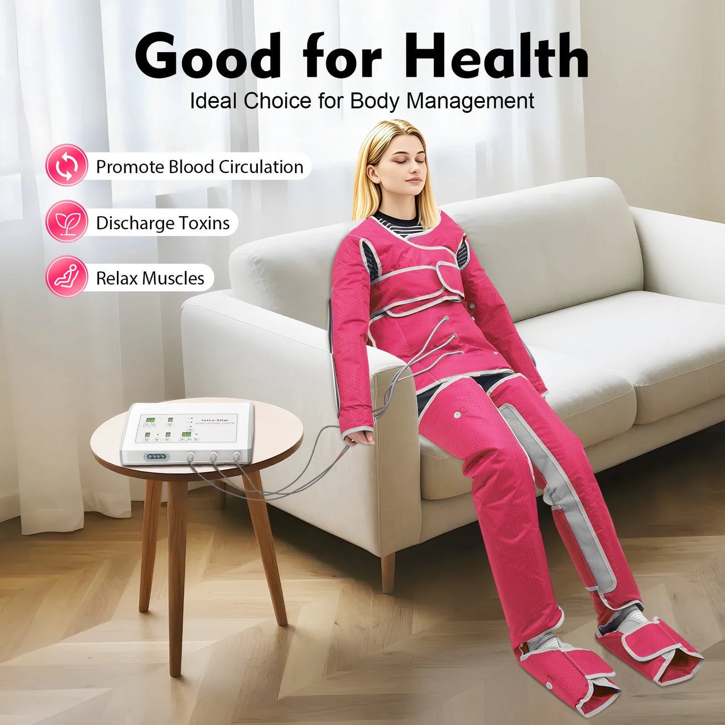 Air Pressure Body Slimming Suit, 7 Levels Adjustable Pressotherapy Heating Massage Device 400W for Home Beauty Salon Spa Relief