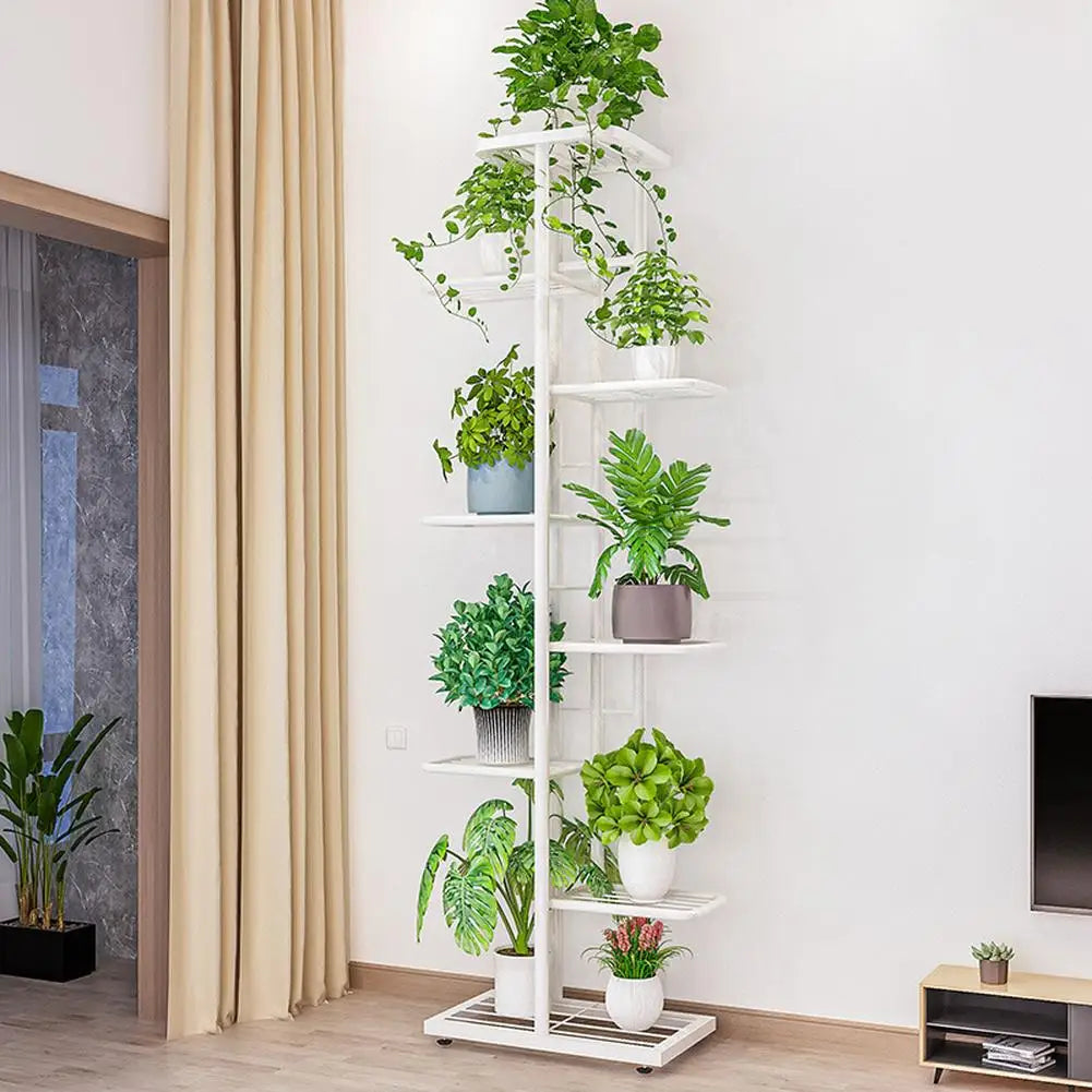 7/8 Tiers Garden Plant Stand, Metal Tiered Shelf Potted Plant Holder Flower Display Rack for Balcony Patio Indoor Outdoor Decor