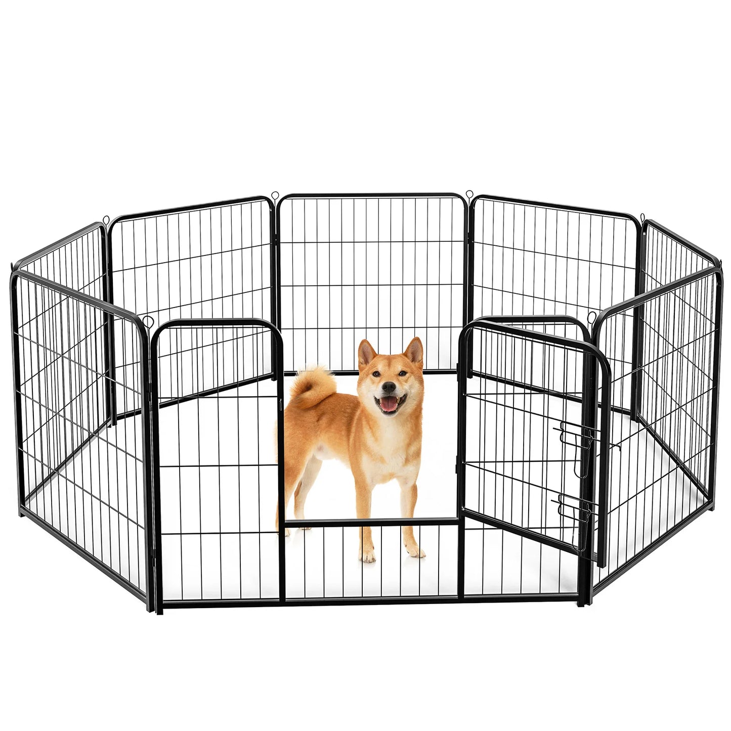 JHK Metal 8 Panels Dog Playpen Pet Fence 24 Inch to 32 Inch Foldable Large Dog Puppy Exercise for Yard Gate Camping Outdoor