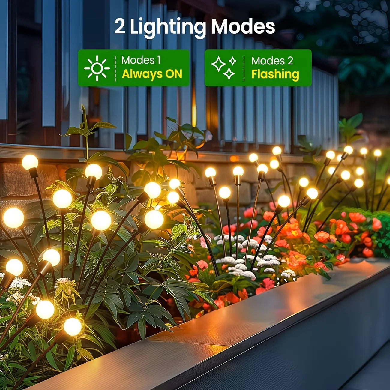 2026 Upgraded Solar Lights Outdoor, 8 Pack Solar Garden Lights with 2 Modes, Firefly Lights Outdoor Waterproof, Sway by Wind, Twinkle Firefly Light for Yard Patio Path Garden Decoration (Warm White)