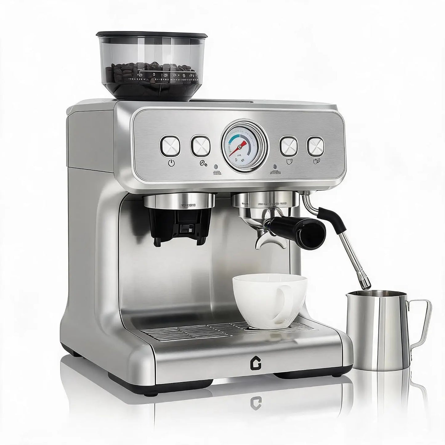 Espresso Machine With Grinder 20 Bar Stainless Steel Pressure Maker Featuring Removable 2.8L Water Tank Adjustable Shot Volume Professional For Home Barista And Office