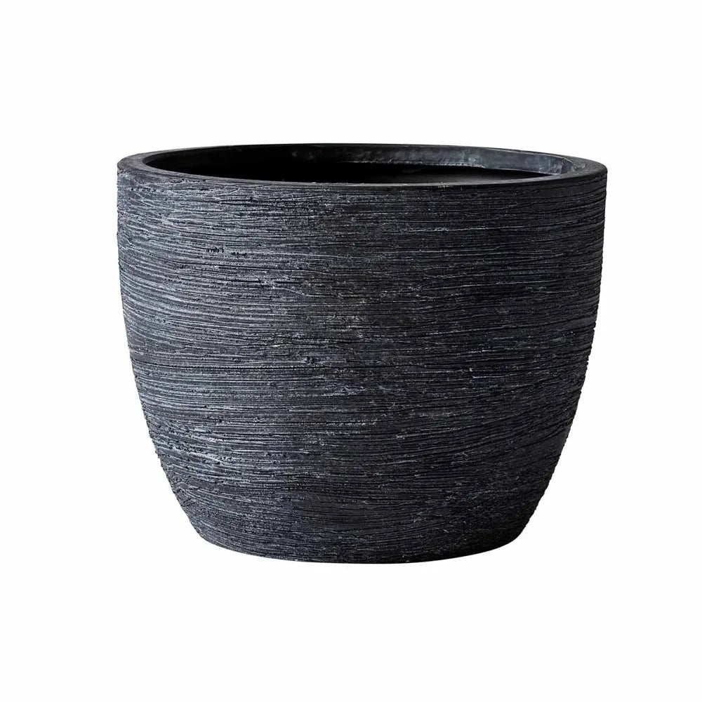 Textured Matte Ceramic Flower Plant Pot Black Indoor Outdoor Garden Decor Planter