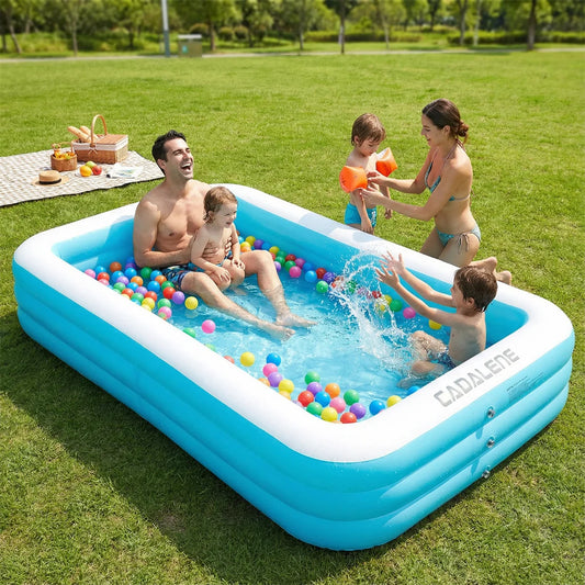 Inflatable swimming Pool for Kids and Adults,120" X 72" X 22" Family Large kiddie Blow Up Pool for Outdoor,Backyard,Garden