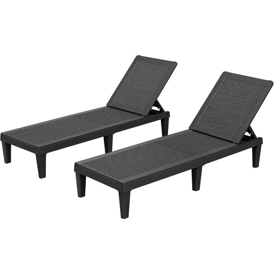 Homall Outdoor Lounge Chairs Set of 2, Quick Assembly & Waterproof Patio Chaise Lounge with Adjustable Backrest for Poolside