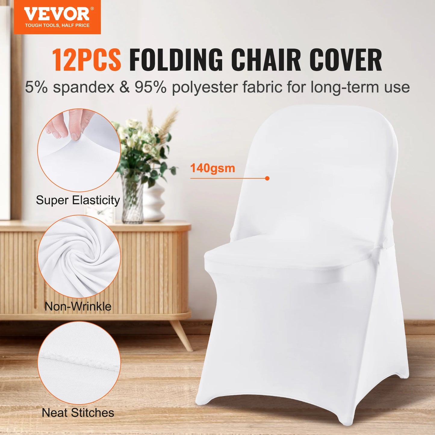 SucceBuy 12-100PcsWedding Chair Covers Spandex Stretch Slipcover for Restaurant Banquet Hotel Dining Party Universal Chair Cover