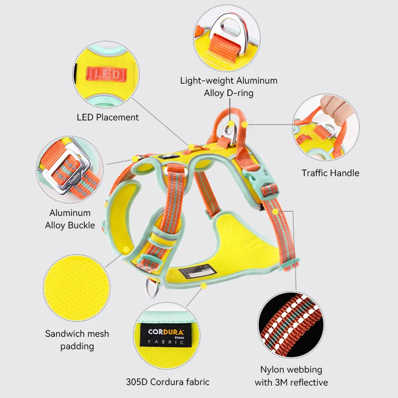 Truelove No Pull Dog Harness Reflective Breathable Adjustable Training Vest for Small Medium Large Dogs Night Walking TLH5657