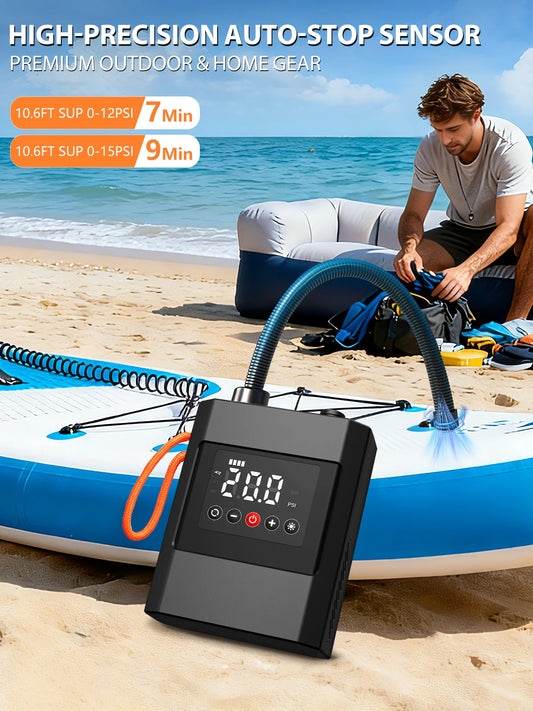 Electric Paddle Board Pump, 20PSI SUP pump for Paddleboard,Dual Stage Inflation&Deflation, Auto-Off and 12V DC connector for Sta