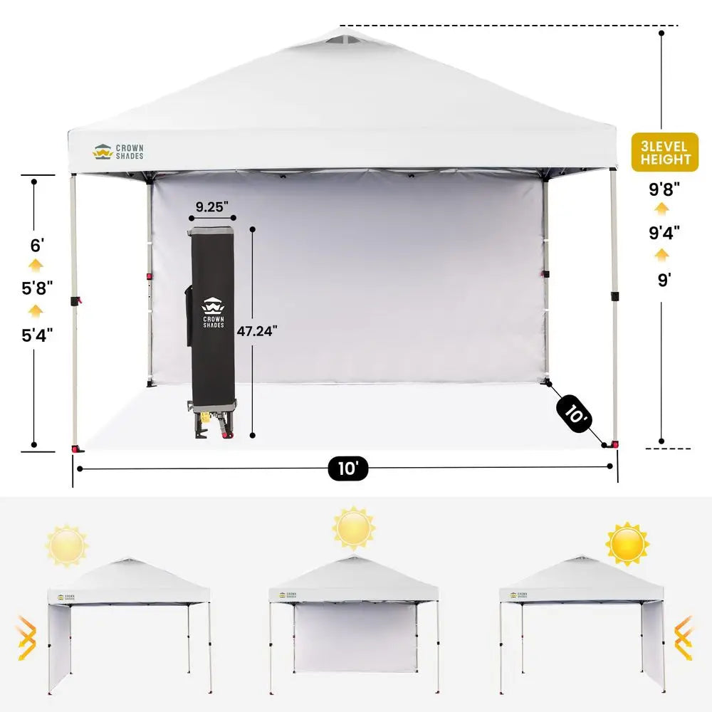 10x10 Pop Up Canopy with 1 Side Wall Beach Tent with One Push Setup Outdoor Sun Shade for Events, Parties, Camping Gazebo with