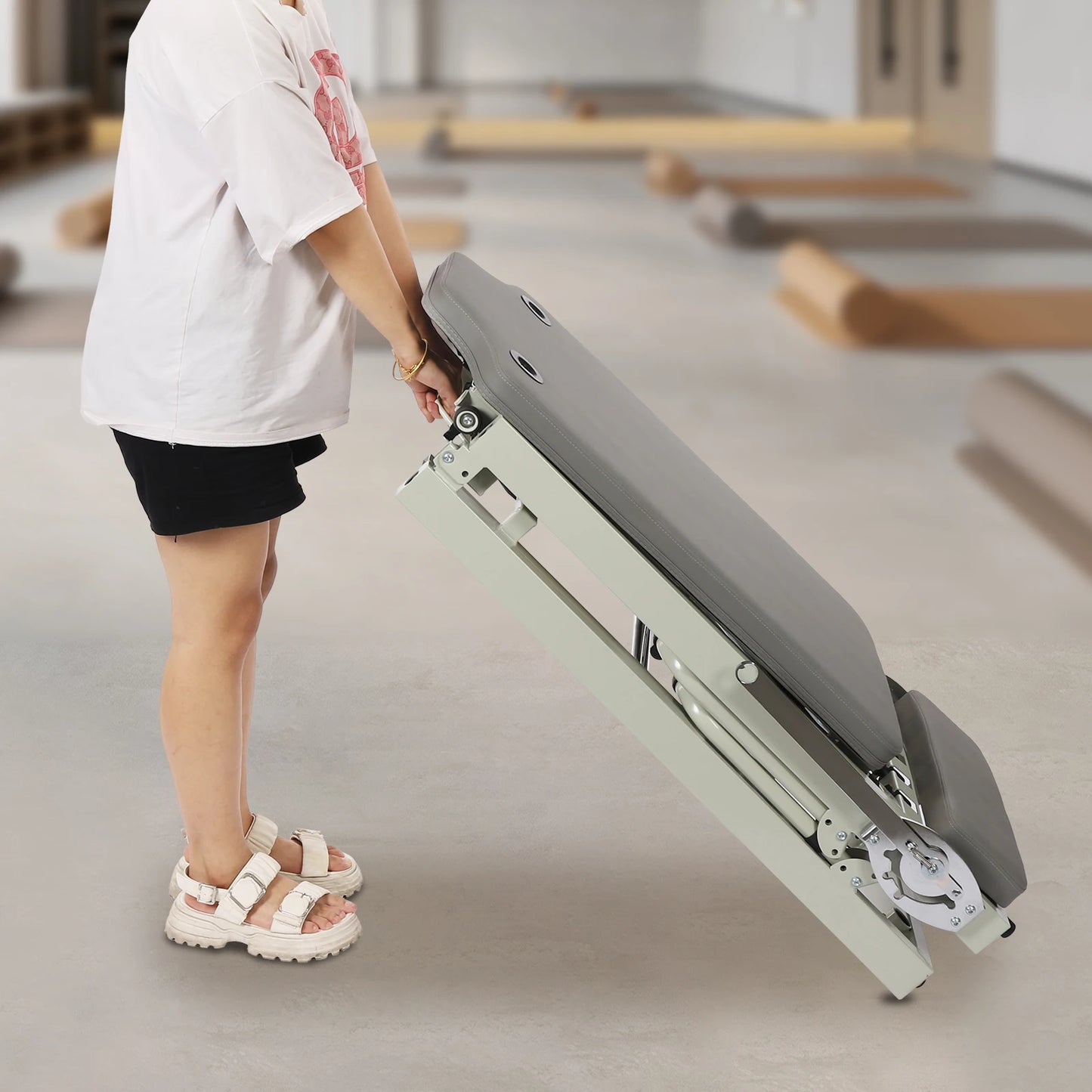 Pilates Reformer, Foldable Reformer Pilates Machine for Home Use, with Dual Resistance- Springs and Cords, Pilates Equipment