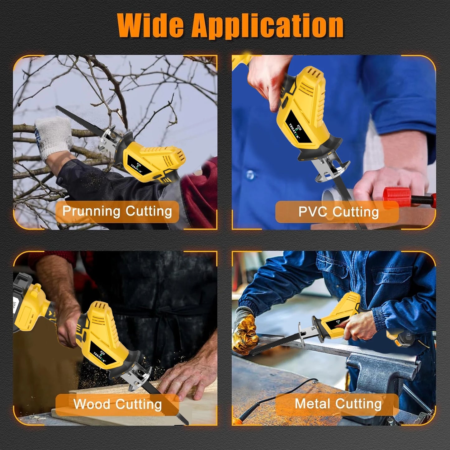 Cordless Reciprocating Saw Horse Knife Saw Cutting Tool Home DIY Wooden Metal PVC Pipe Cutting Tool 20V with Battery