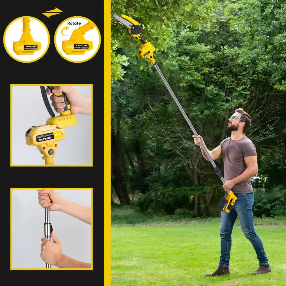 2 in 1 Cordless Pole Saw & Mini Chainsaw, 6-inch Brushless Electric Chain Saw, 5.9 Feet MAX Reach Pole Saw for Tree Pruning