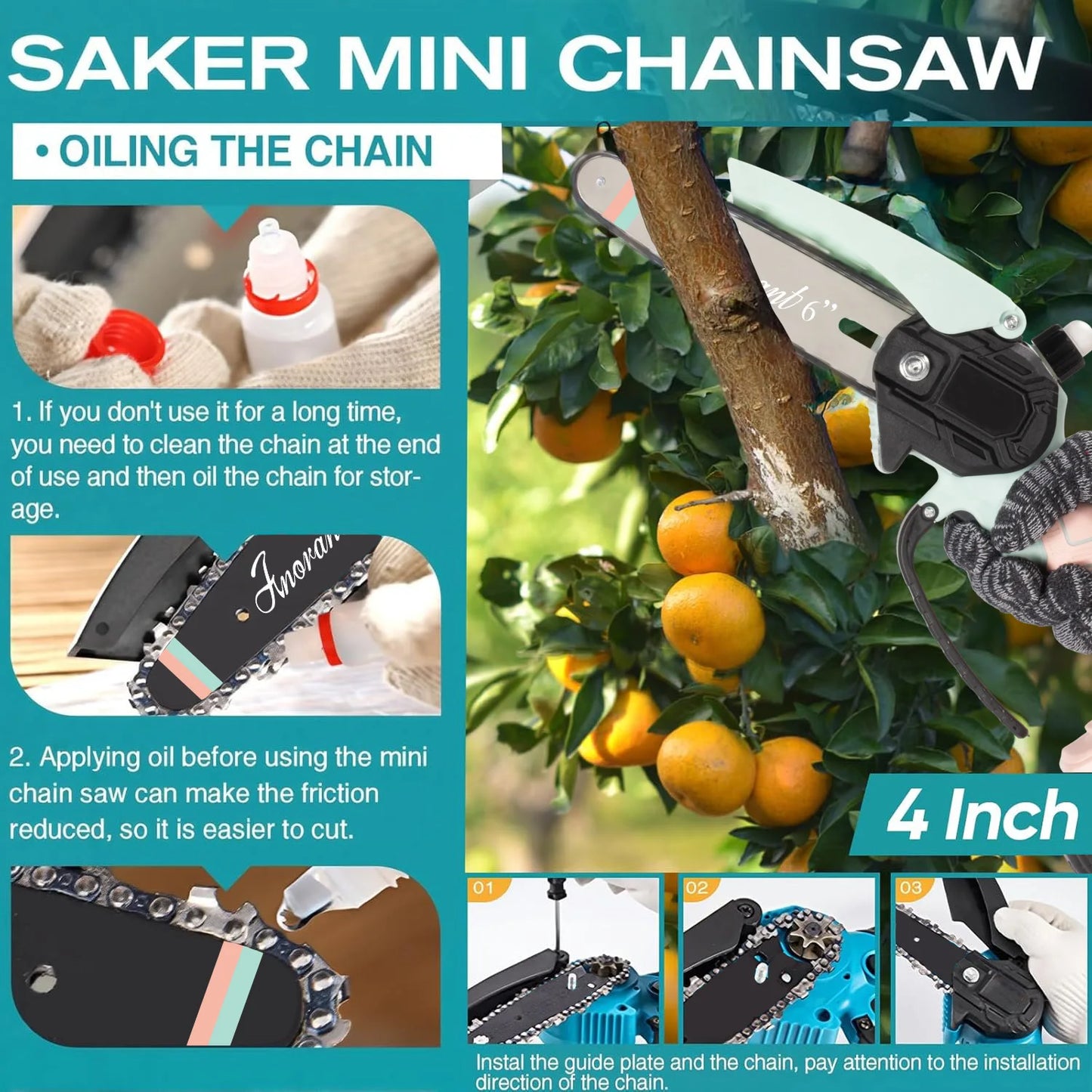 Mini Chainsaw Cordless Electric Chain Saws with 2 Batteries Powered, Super Handheld Portable Saws For Tree Cutting and Courtyard
