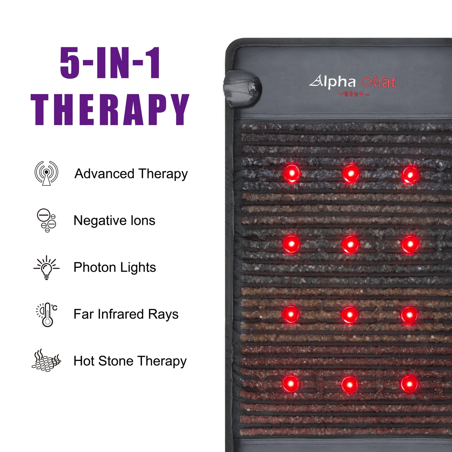 Luxuryade A800 Infrared BIO Pemf Cushion Heating Photon Red Light Amethyst Therapy Mat Tourmaline Massage Jade Mattress