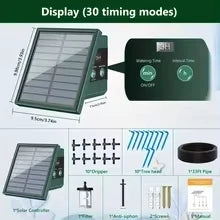 Solar Drip Irrigation Watering System  with 300 Watering Programmes, Garden Balcony Watering Kit with 10M Hose&10 Drip Tips etc, Suitable for Vegetables/Potted Plants/Fruit Trees