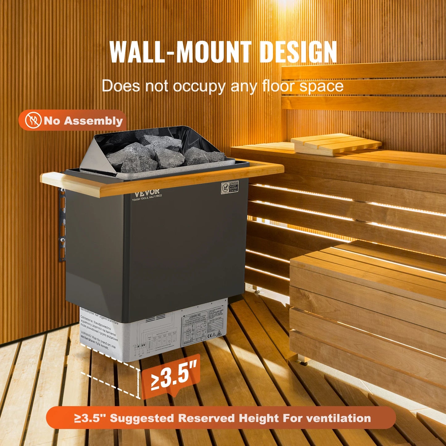 SucceBuy Sauna Heater 3/4.5/6/9KW 220V Electric Sauna Stove Steam Bath Sauna Heater for Max. 317-459 Cubic Feet Home Hotel Spa