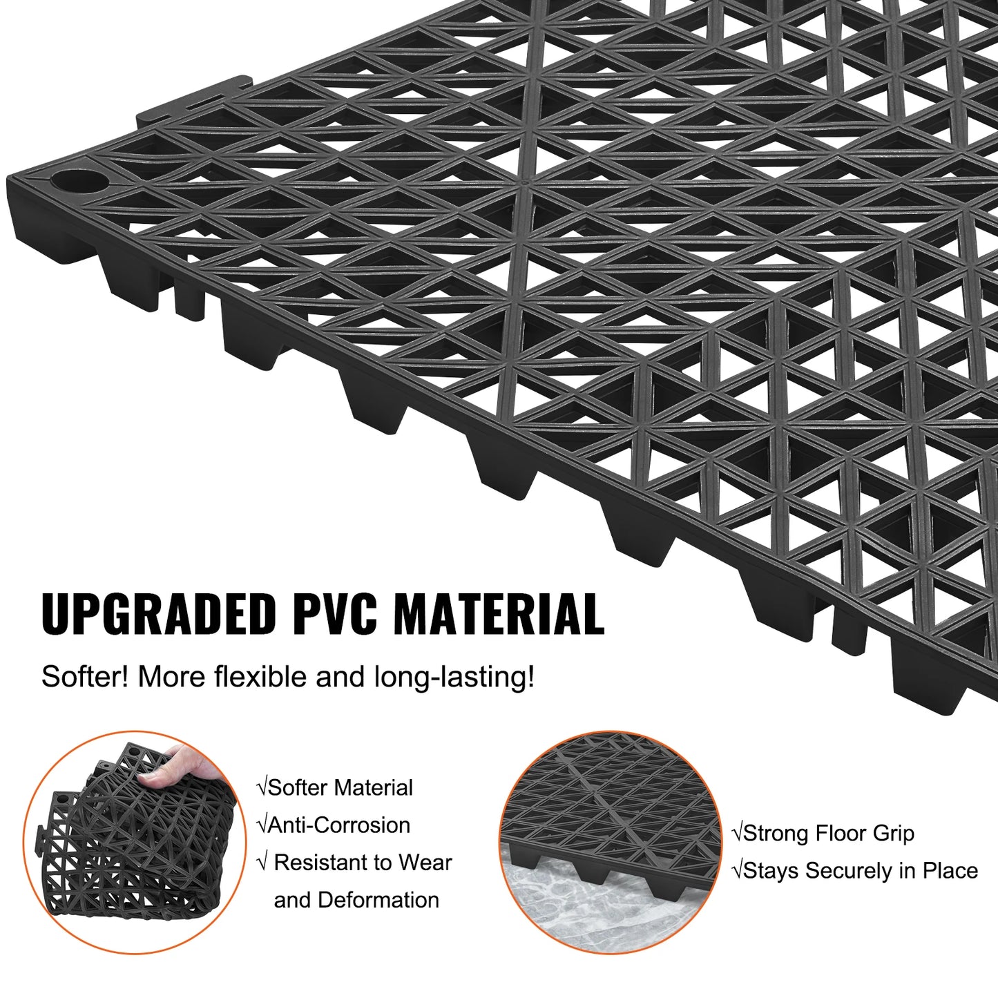SucceBuy Interlocking Tile 12/50/55PCS 12"x12" Splicing Soft PVC Drainage Floor Tiles Non-Slip Drainage Holes for Bathroom Pool