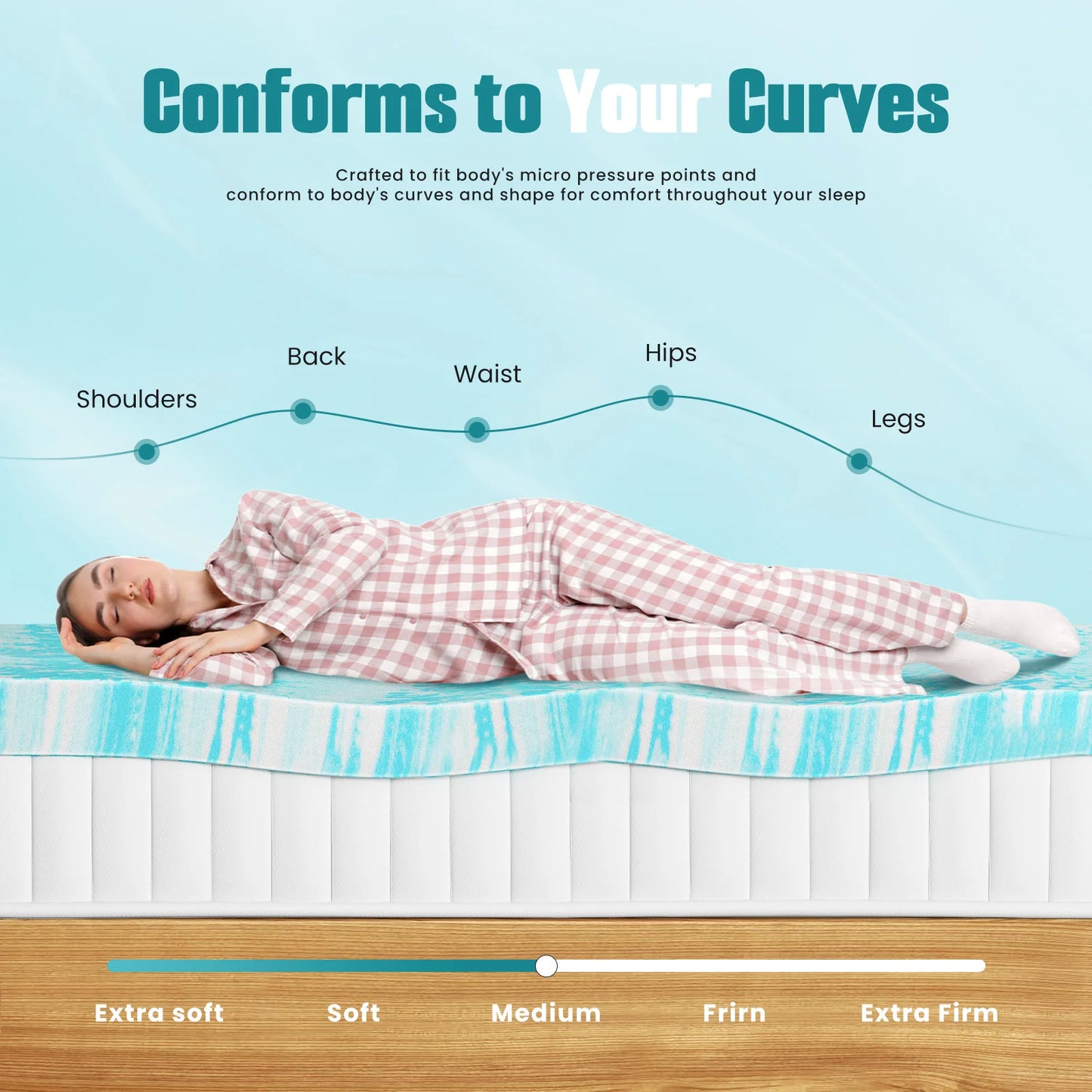 MCQ 4 Inch Memory Foam Soft Bed Mattress Full Size Gel Breathable Cooling Mattress Soft Bed Topper Home Bedroom Furniture
