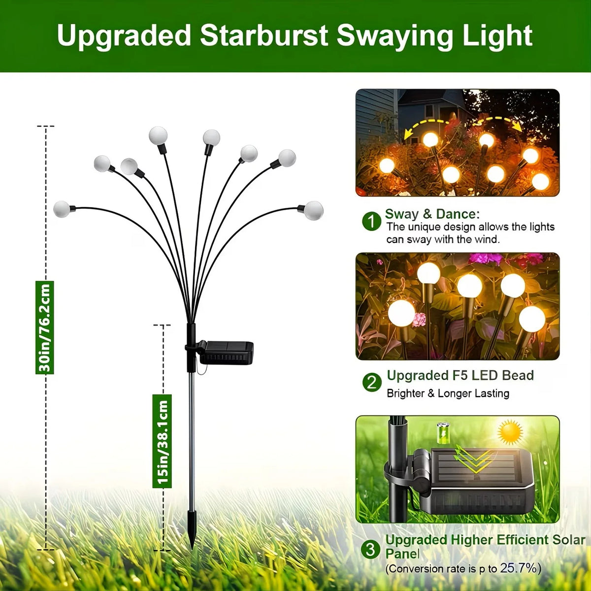 2026 Upgraded Solar Lights Outdoor, 8 Pack Solar Garden Lights with 2 Modes, Firefly Lights Outdoor Waterproof, Sway by Wind, Twinkle Firefly Light for Yard Patio Path Garden Decoration (Warm White)