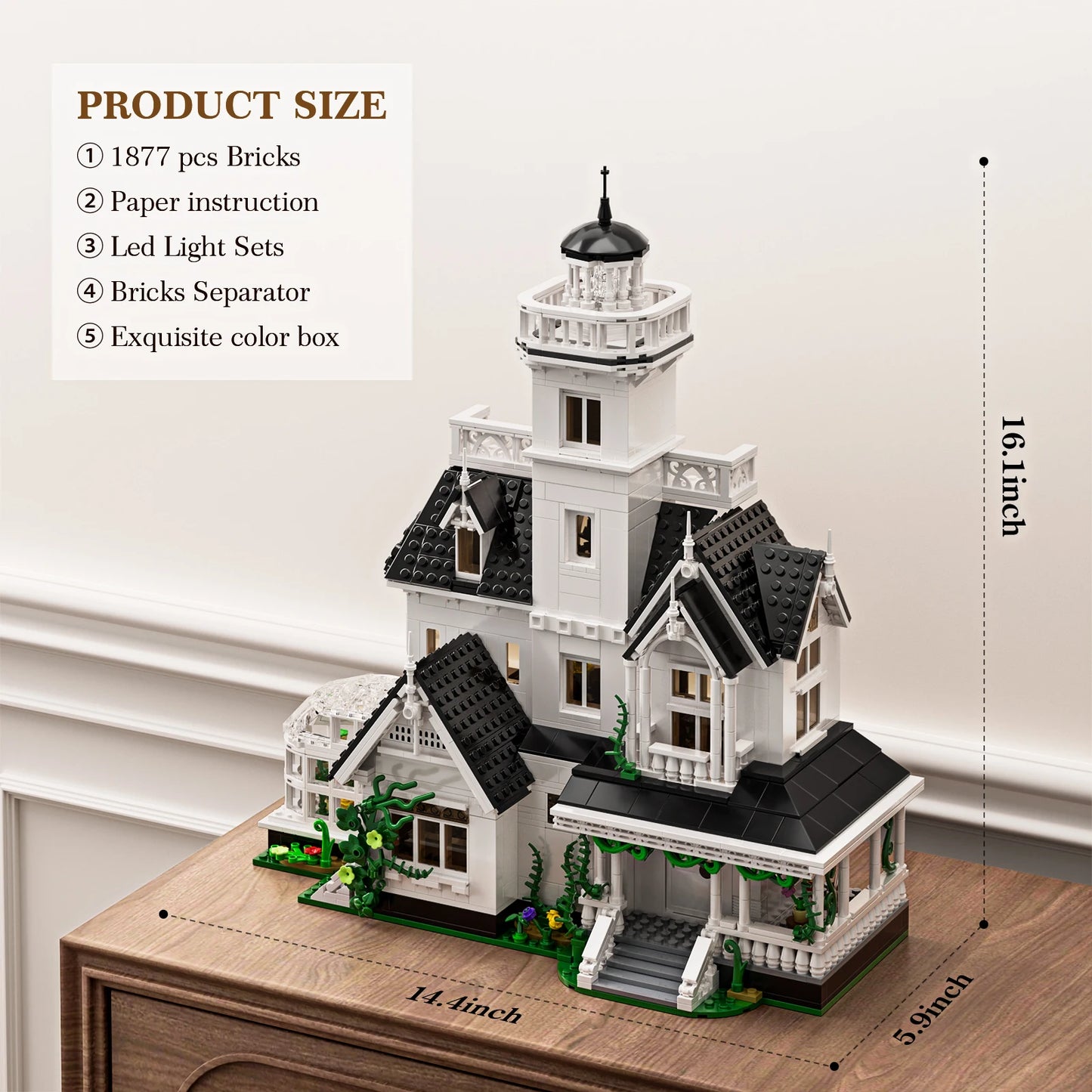 Magic House Building Set Home Decor with LED Light,Owens House Blocks Model Room Decoration Gift for Adults (1877PCS)