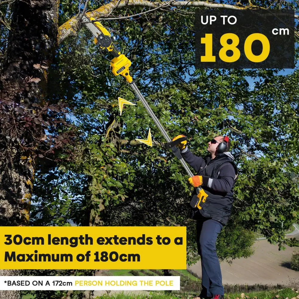 2 in 1 Cordless Pole Saw & Mini Chainsaw, 6-inch Brushless Electric Chain Saw, 5.9 Feet MAX Reach Pole Saw for Tree Pruning